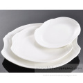 design ornamented artistic plain white color glazed round brand print printed plate